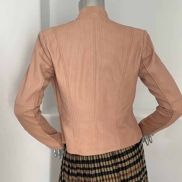 G.I.L.I Cropped Open Front Leather Jacket Pink Size 4 - Picture 14 of 14